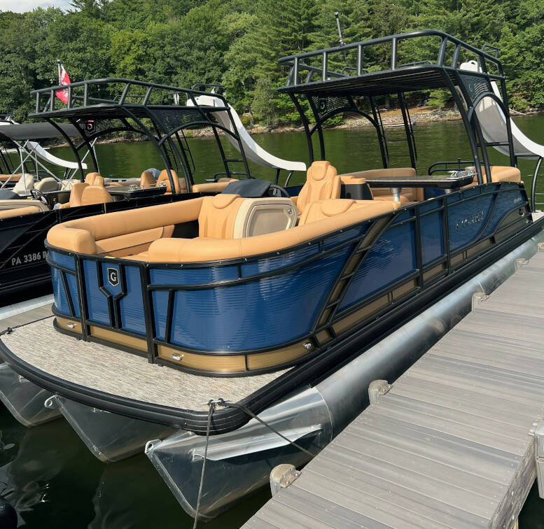 Pontoon boat with water slide